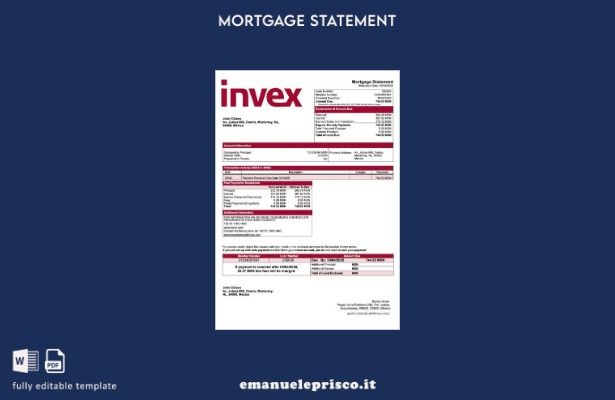 stile verificato Modello di estratto conto mutuo Banco Invex Messico Modello Wor